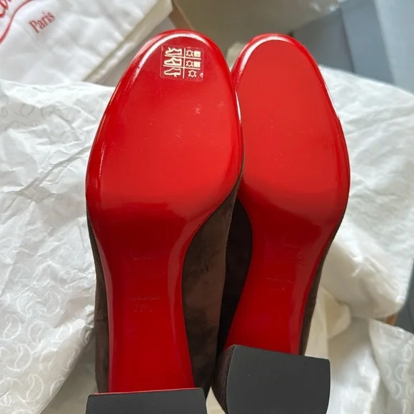 Christian Louboutin turelastic brown cosme suede ankle boot 85mm sz 39.5 - Picture 10 of 12